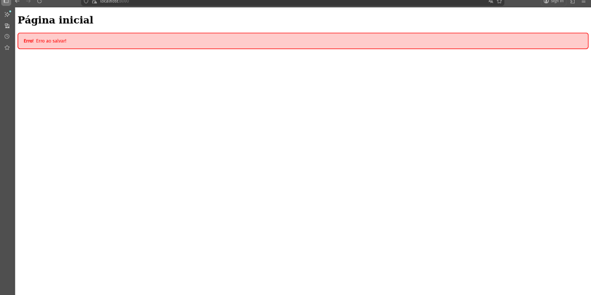 Alerta tipo Error renderizado